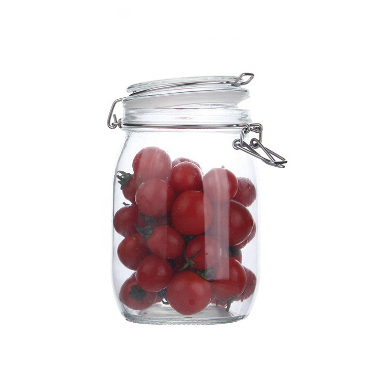 Wholesale customized sealed glass storage jar swing top clip lid