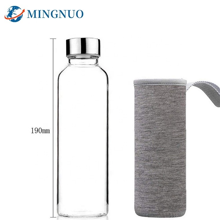 550ml 1l 1 liter borosilicate water glass water beverage bottle with stainless steel lids