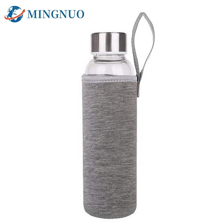 550ml 1l 1 liter borosilicate water glass water beverage bottle with stainless steel lids