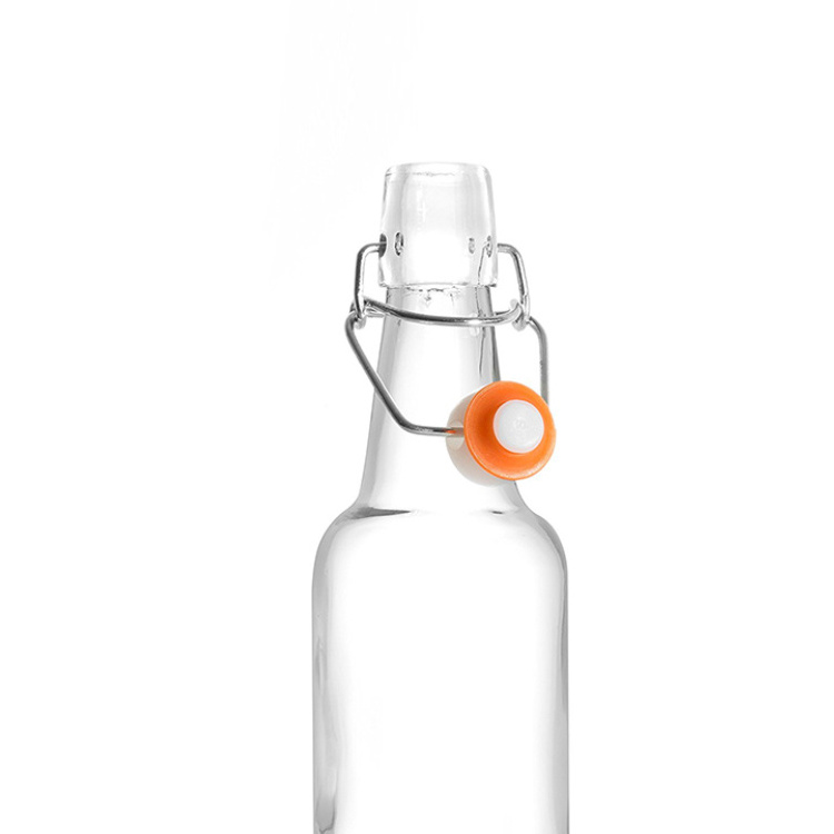 Wholesale custom recyclable 330ml 500ml 1000ml 1 liter clear glass juice beverage swing top glass beer bottles 500ml