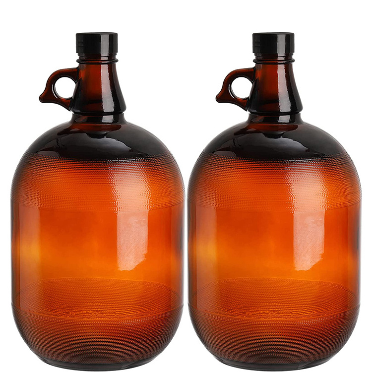 Home decoration brewing 128oz 1 gallon juice milk limoncello water amber glass fermenting 64oz beer growlers with seal lid