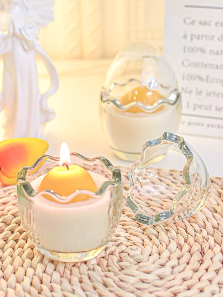 Wholesale Crystal Containers Decorative egg shaped Small Mini Glass Candle Holder for Tealight Candles