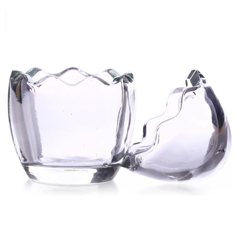 Wholesale Crystal Containers Decorative egg shaped Small Mini Glass Candle Holder for Tealight Candles