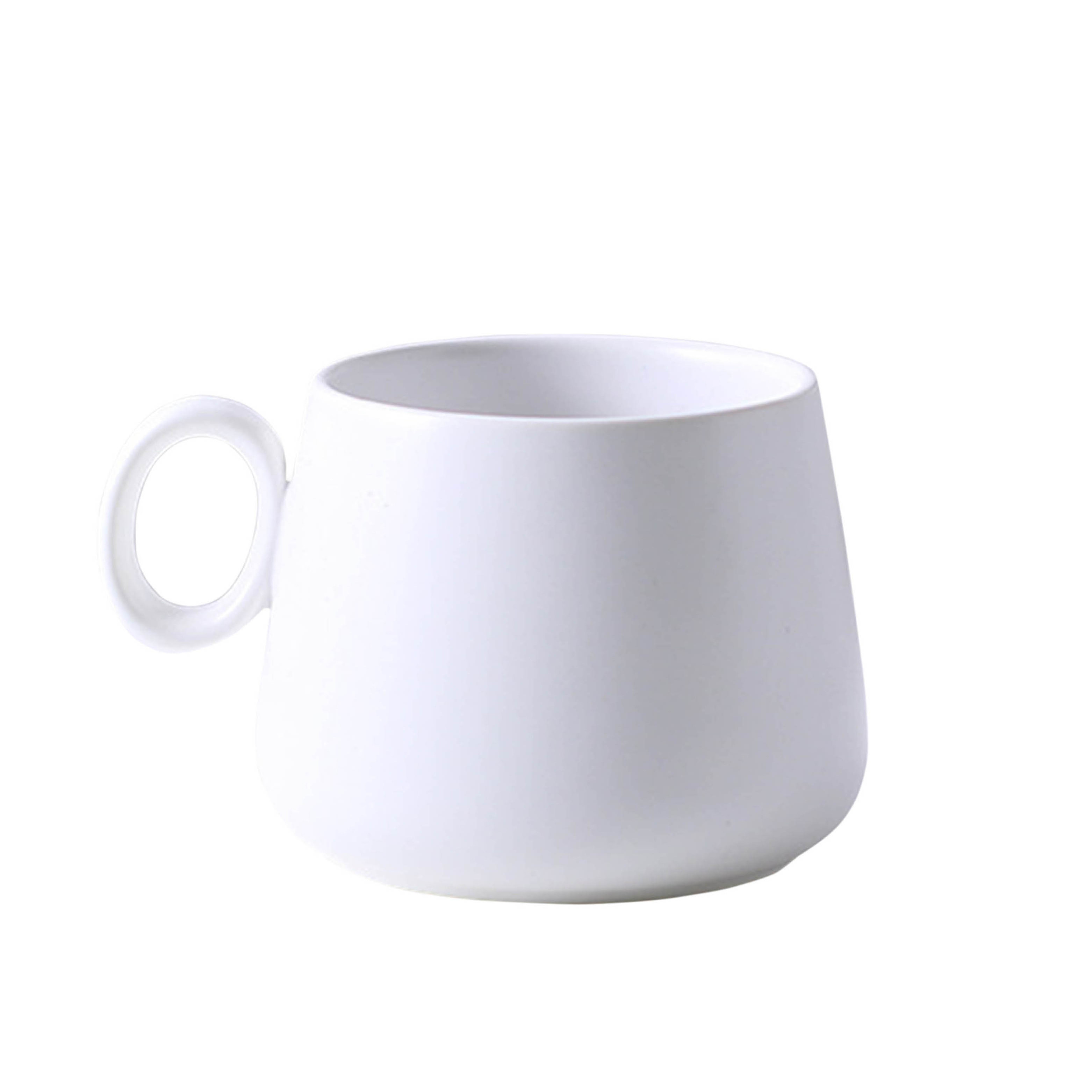 300ml white round simple customized ceramic coffee travel mug with saucer