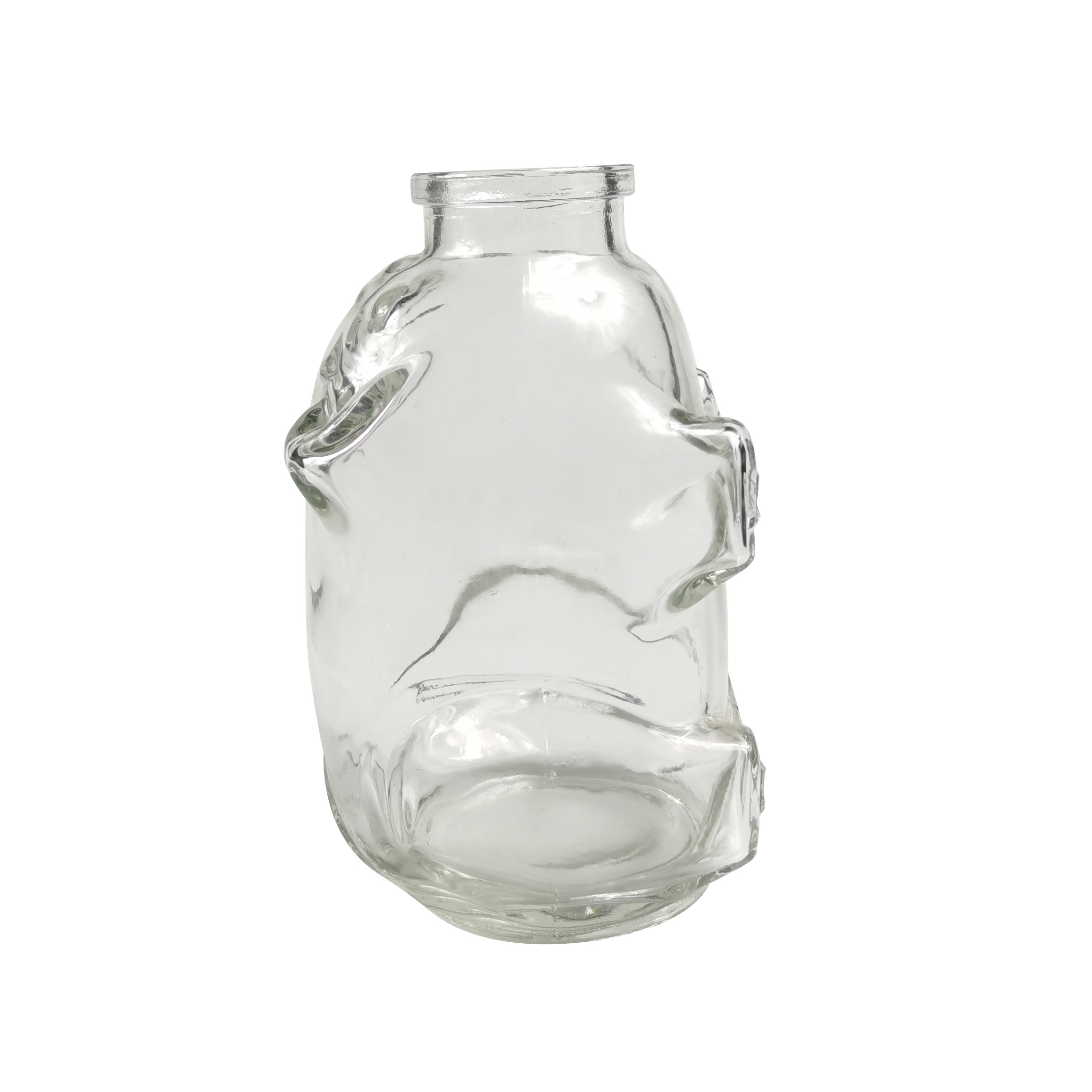 new arrival empty unique pig shaped gift liquor water gift glass bottles with lids