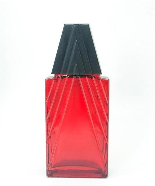 Manufacture supplier empty luxury red color glass perfume bottle 70ml with triangle black cap