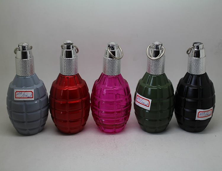 Luxury men use grenade shape 100ml empty glass bottle for perfume