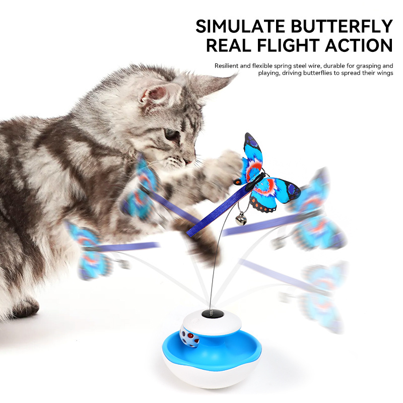 New electric cat toys Tumbler Rolling turntable fun cat ball butterfly fun cat stick since hi bell ball pet toy cross-border