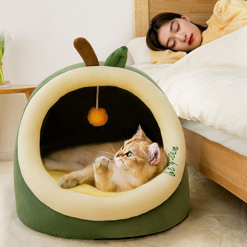 Pet Cat litter for Winter Four Seasons General Pet Soft Durable Nest Semi-closed Puppy Dog Warm Bed Kennel