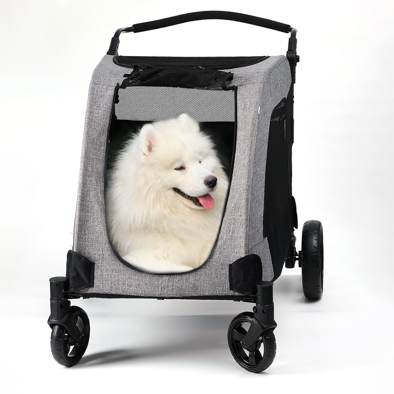 Custom Hot Sale Luxury Pet Carts Trolley Folding Breathable Large Medium Dogs Stroller Pet Carrier