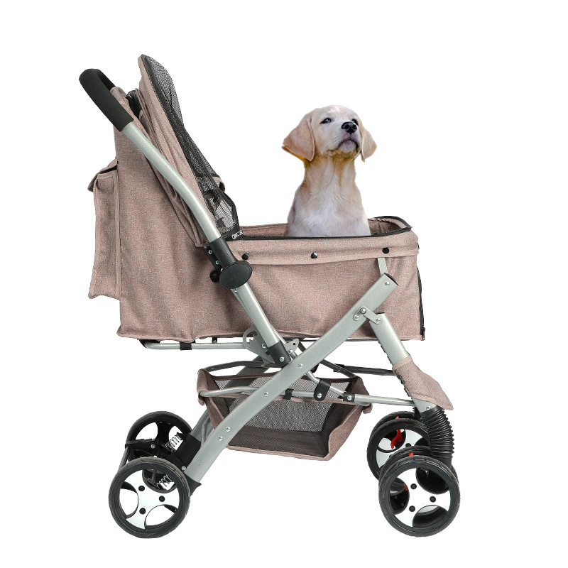 High Quality Foldable Four-wheel Pet Trolley Reversible Luxury Easy Assemble Folding Cat Dog Cart