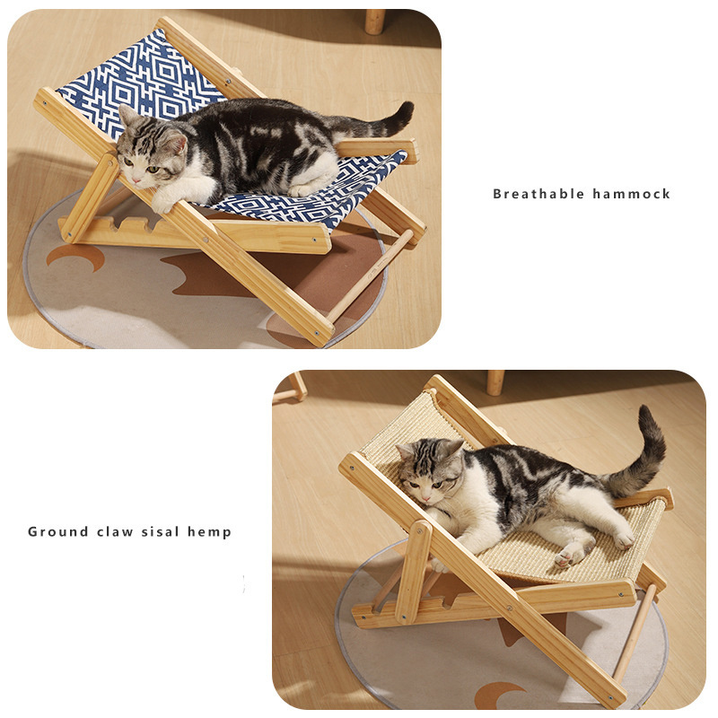 Factory Direct Sales Solid Wood Cat Climbing Frame Cat Hammock Recliner Scratching Cat Lying Nest