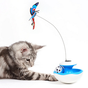 New electric cat toys Tumbler Rolling turntable fun cat ball butterfly fun cat stick since hi bell ball pet toy cross-border