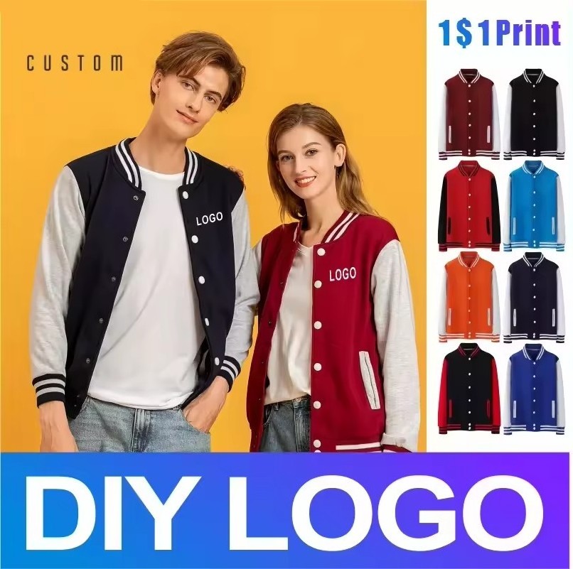 Wholesale Unisex Orange Varsity Jacket Custom Design Blank Baseball Varsity Jackets For Men Women