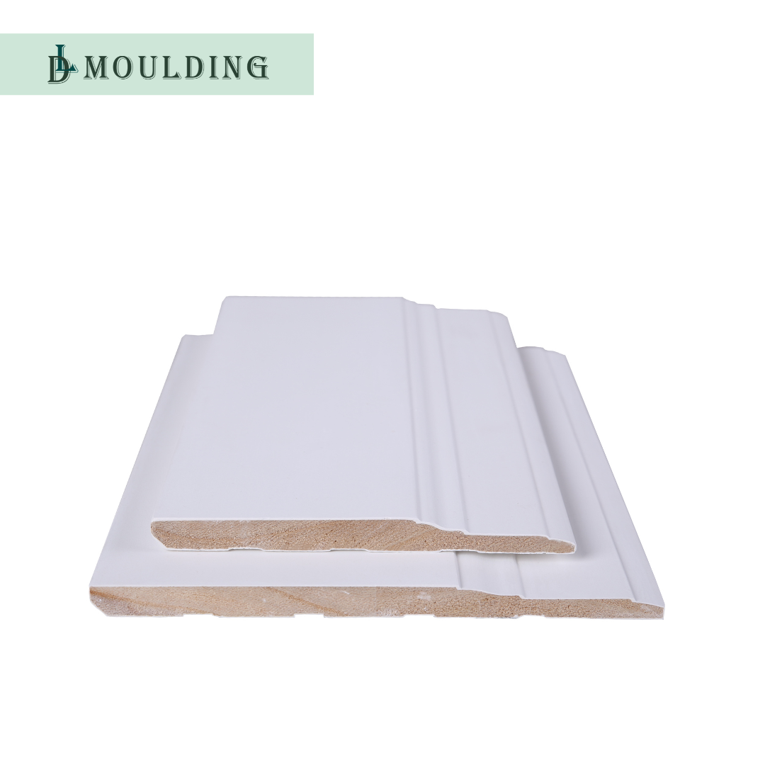 White primed skirting board coating finger joint baseboard