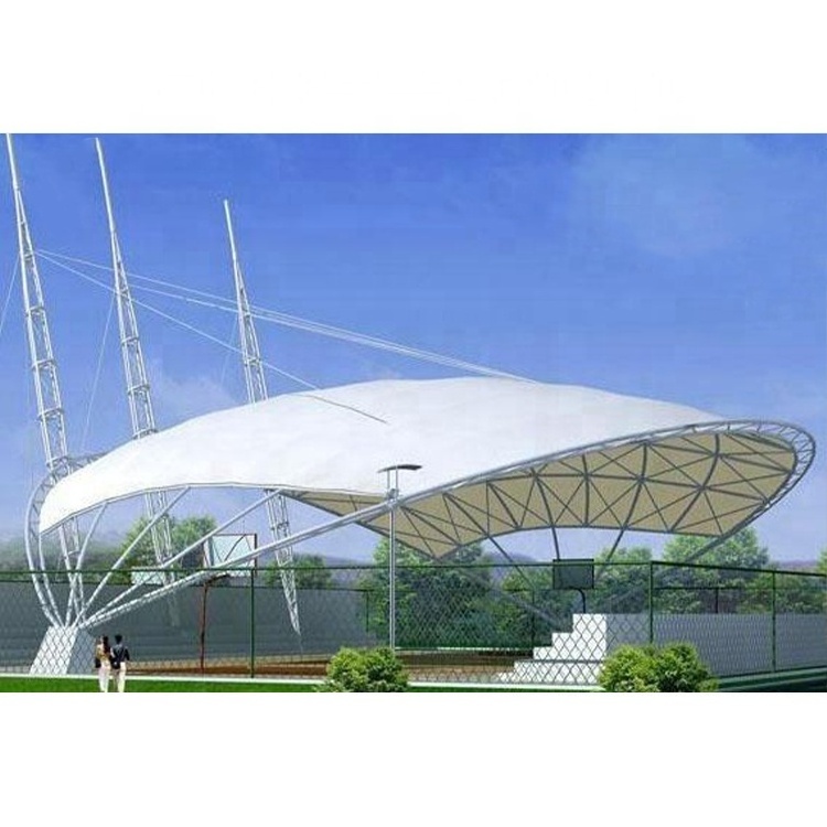 Outdoor space truss membrane structure construction for sports bleachers