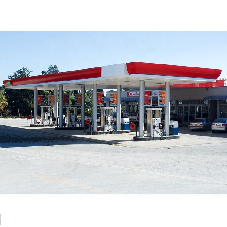 Modernized High Quality Light Steel Gas Station Roof Building Steel Structure Design