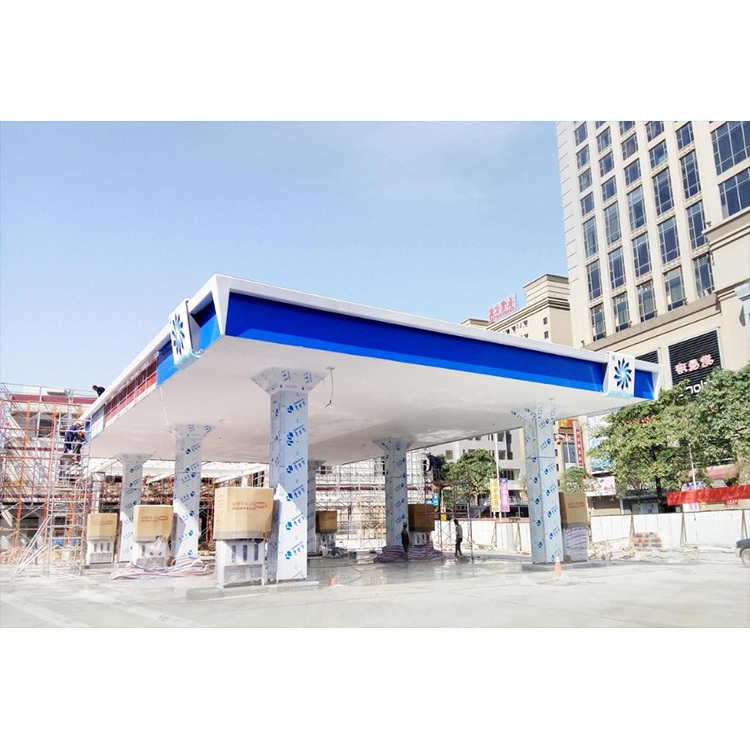 Modernized High Quality Light Steel Gas Station Roof Building Steel Structure Design