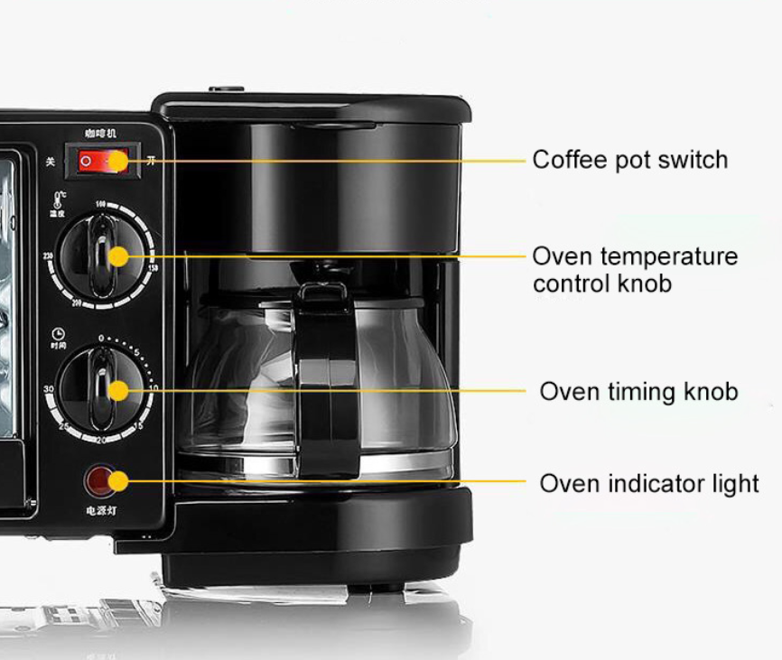 High Quality Household Breakfast Machine Toast Oven Coffee Pot Frying Pan MultiFunction Breakfast Sandwich  3 In 1 Maker Machine