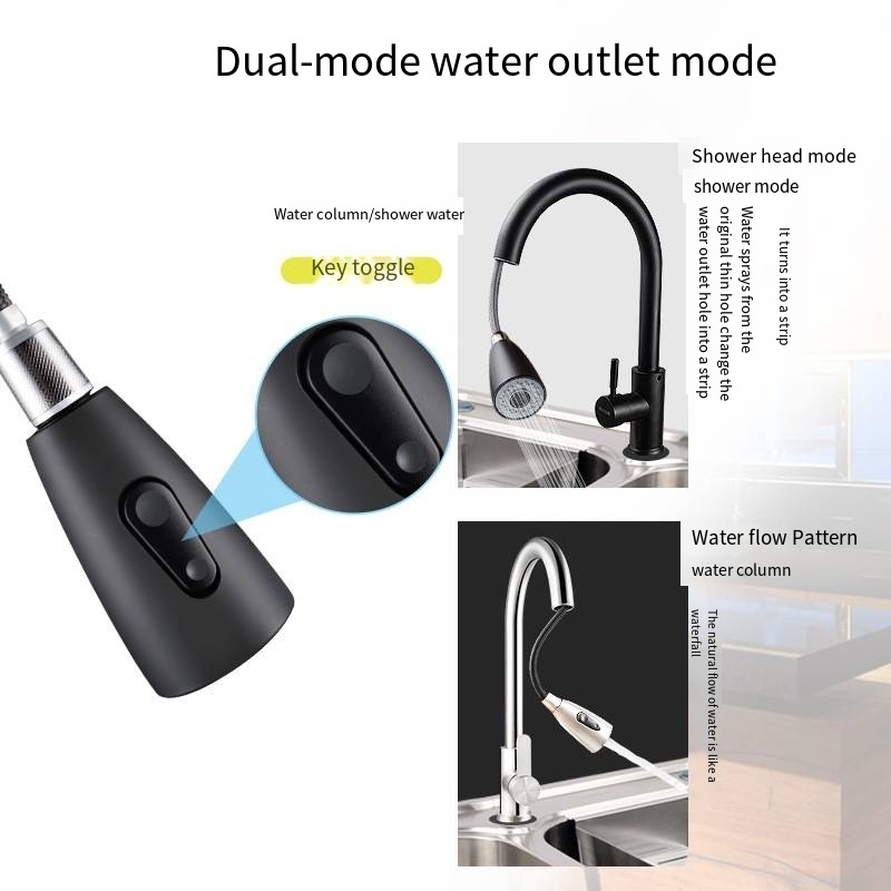 Rotatable and scalable  sink universal rotating pull kitchen multi-functional hot and cold water faucet