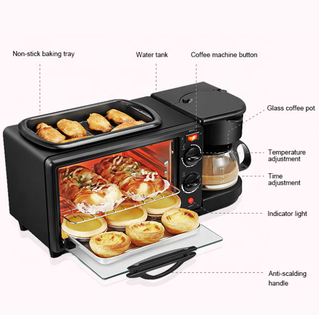 High Quality Household Breakfast Machine Toast Oven Coffee Pot Frying Pan MultiFunction Breakfast Sandwich  3 In 1 Maker Machine