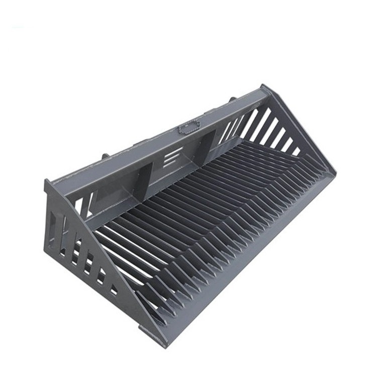 China 1 ton 1.2 ton 0101 skid steer rake bucket loader sieve bucket for sale