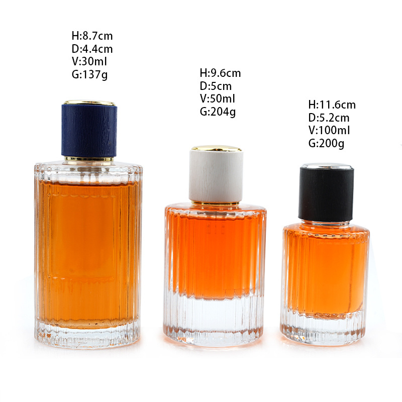 Elegant 30ml 50ml 100ml Cosmetic Fine Mist Perfume Bottles Luxury Cylinder Shape Transparent Spray Glass Parfum Bottle