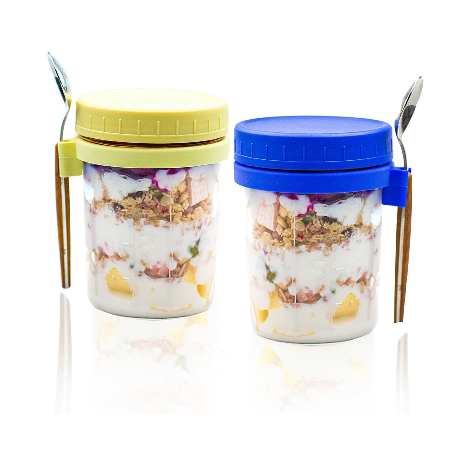 300ml 350ml Measurement glass mason jar Overnight Oats container with lid and spoon for food storage