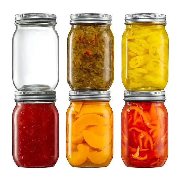 Wholesale Kitchen Storage Jars 4oz 8oz 12oz 16oz Glass Jar Supplier Custom Wide Mouth Mason Jars with Lid