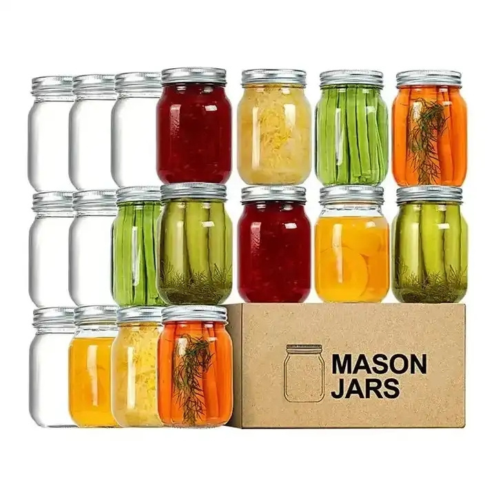 Wholesale Kitchen Storage Jars 4oz 8oz 12oz 16oz Glass Jar Supplier Custom Wide Mouth Mason Jars with Lid