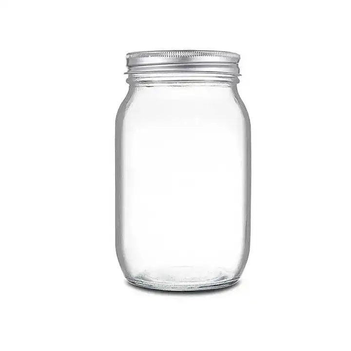 Food Container Empty Clear Wide Mouth16oz 500ml Becerage Oats Jam Airtight Sealed Glass Mason Jars With Plastic Metal Lids