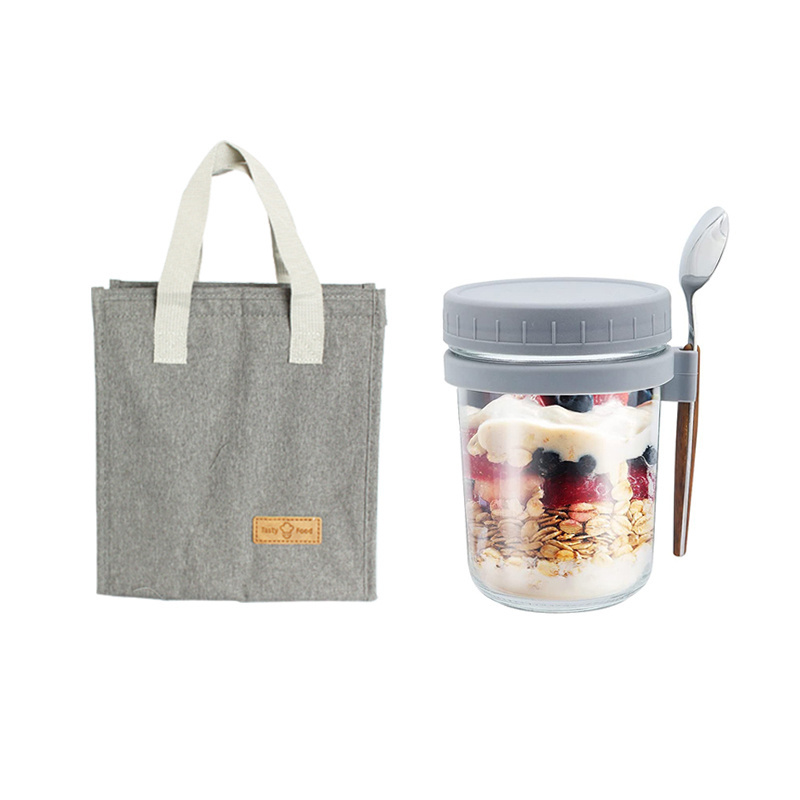 300ml 350ml Measurement glass mason jar Overnight Oats container with lid and spoon for food storage