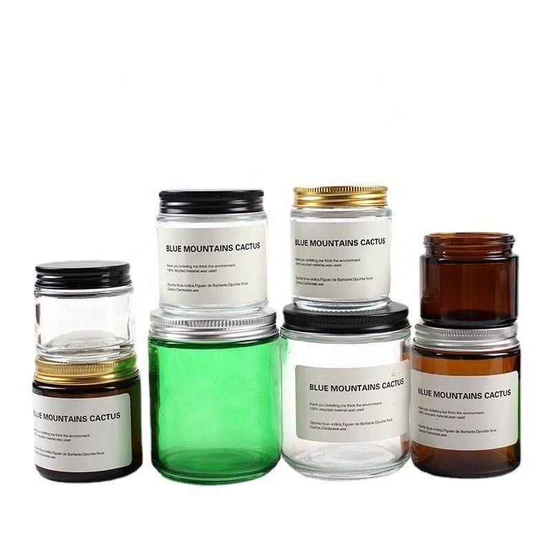 2 oz 4oz 8oz 60ml 100 ml 120ml 250ml apothecary amber clear green candle jar with lid personalised label