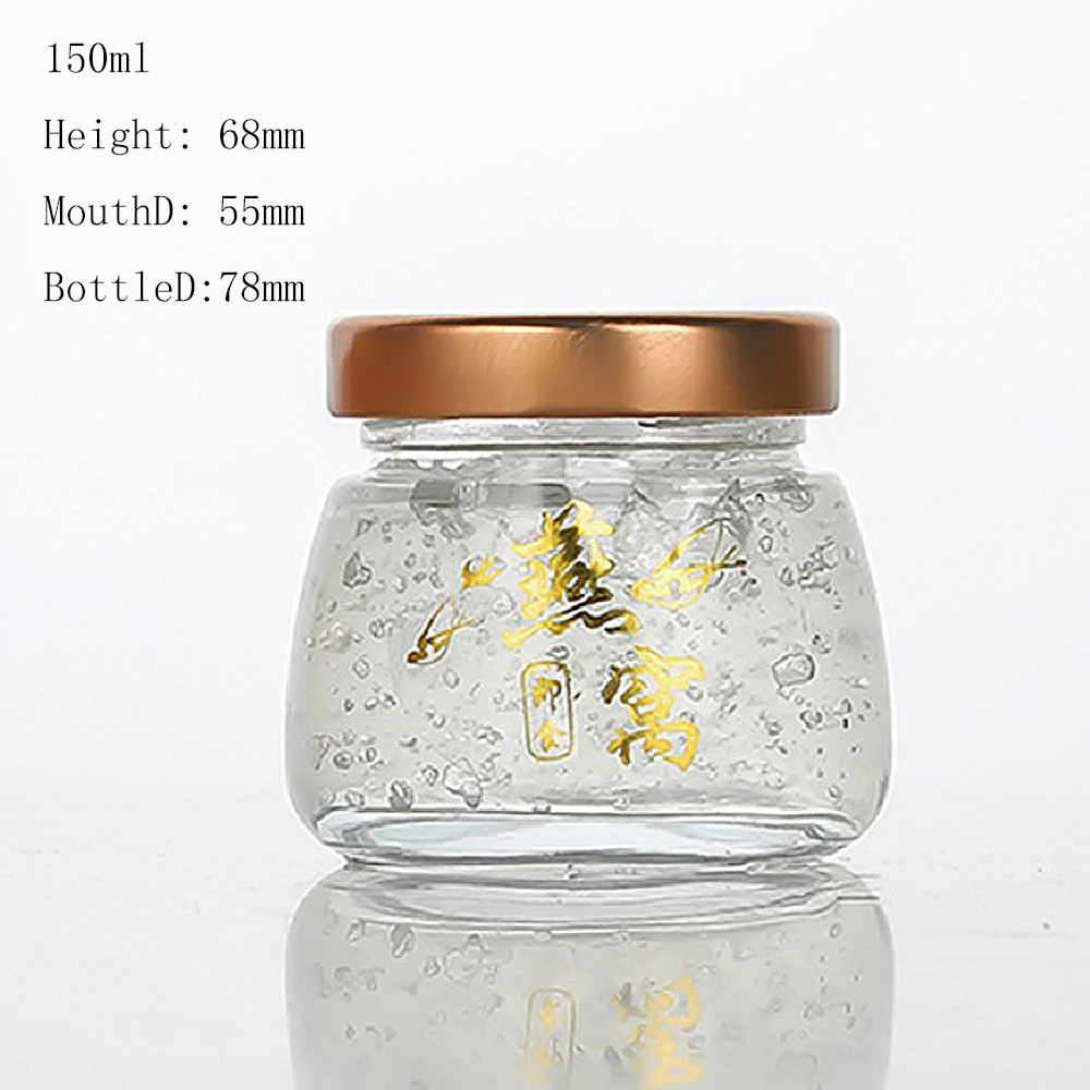 Wholesale caviar honey jar clear glass jam pickles bird's nest bottle empty wide mouth mason jar