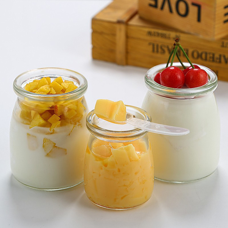 Wholesale Milk Drink Container Pot 150ml Yogurt Glass Jar Glass Pudding Jar