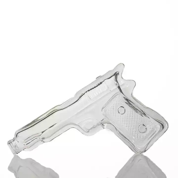 Custom Whiskey Gin Vodka Tequila Rum Packaging 150ml Pistol Gun Shaped Spirits Glass Bottle