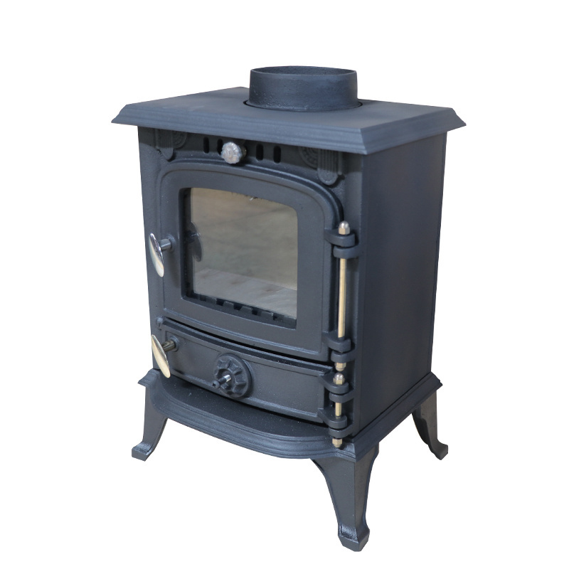 Modern European Style Home Heating Wood Burning Stove Matt Black High Temperature Resistant Paint Cast Iron Fireplace