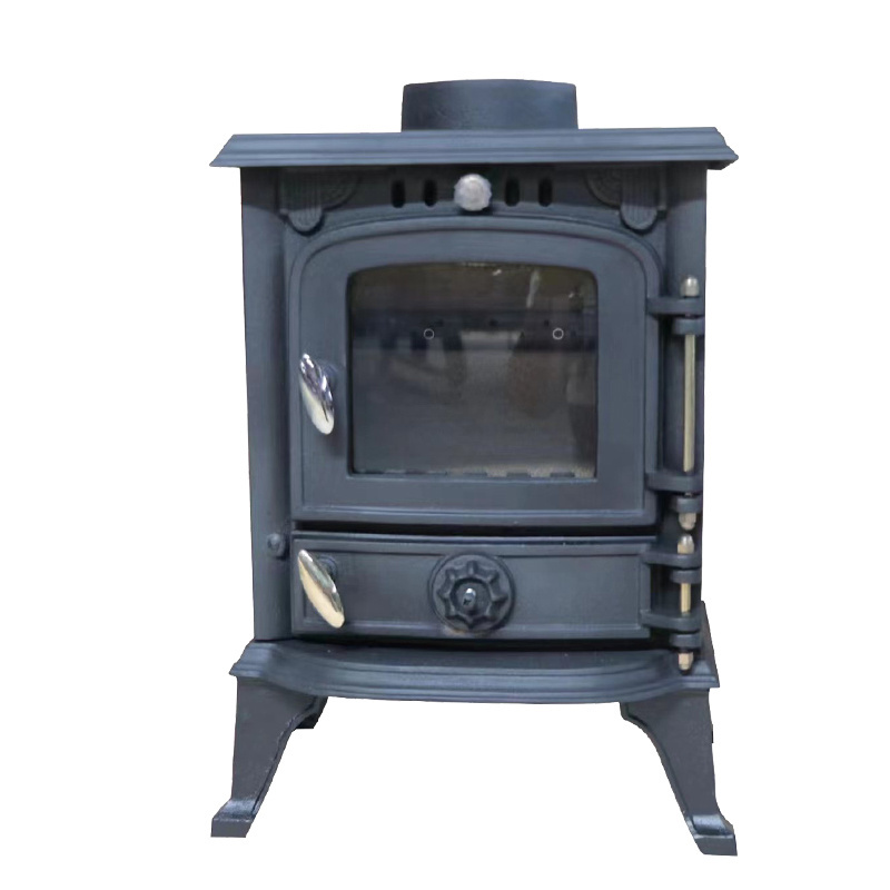 Modern European Style Home Heating Wood Burning Stove Matt Black High Temperature Resistant Paint Cast Iron Fireplace