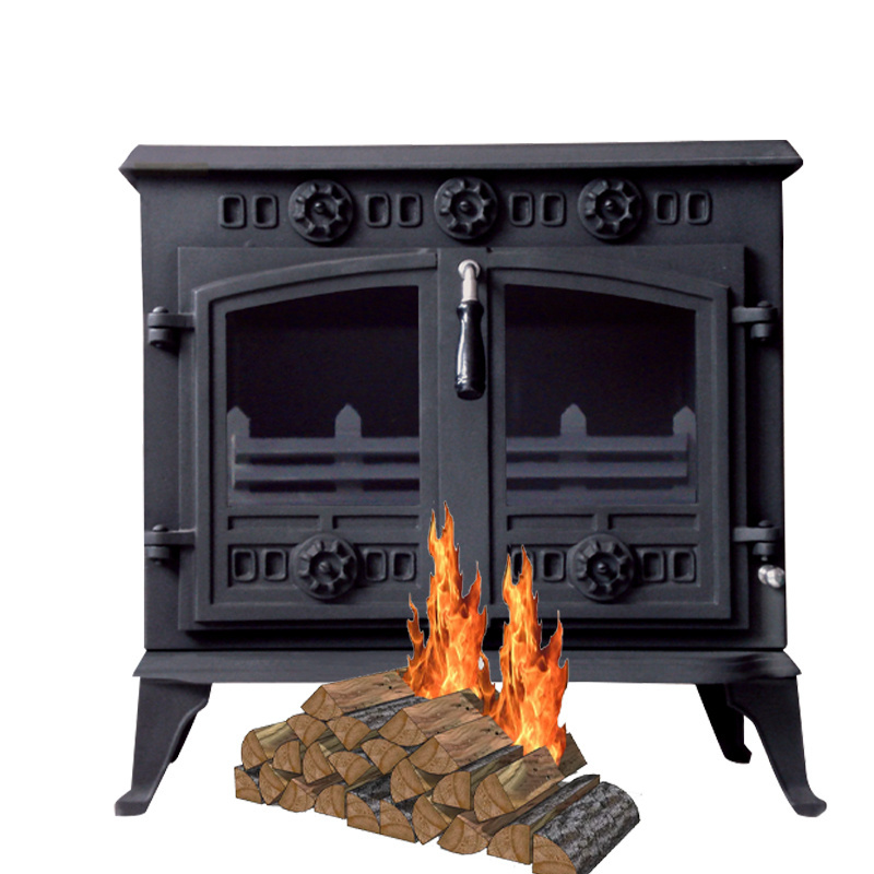 12kw wood stove burning with double doors for outdoor camping hiking