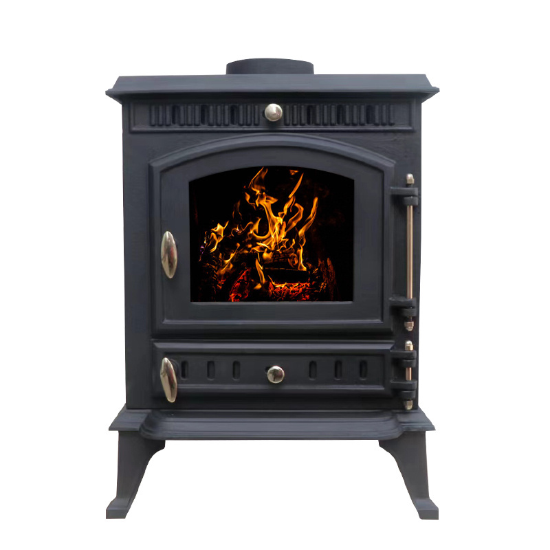 Modern Design Home Indoor Real Wood Fire Burning Cast Iron Fireplaces with Refractory Glass as Screen for Sale