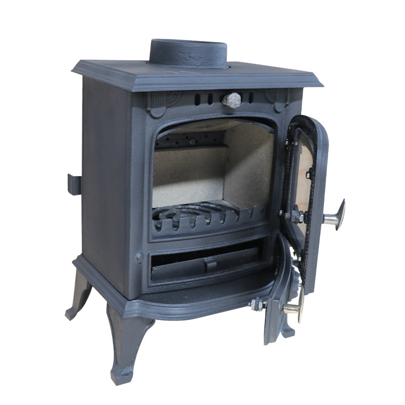 Modern European Style Home Heating Wood Burning Stove Matt Black High Temperature Resistant Paint Cast Iron Fireplace