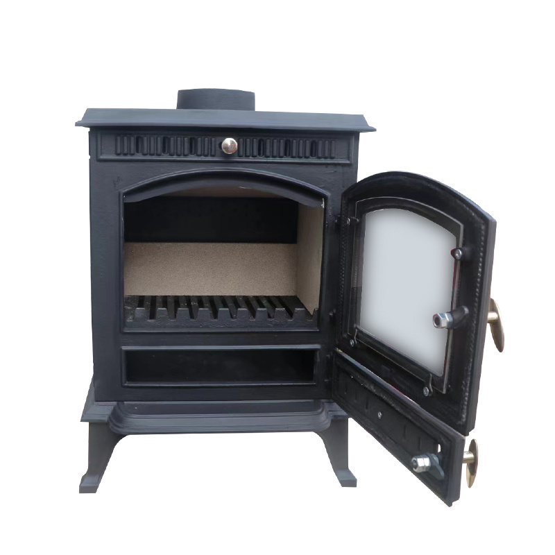 Modern Design Home Indoor Real Wood Fire Burning Cast Iron Fireplaces with Refractory Glass as Screen for Sale