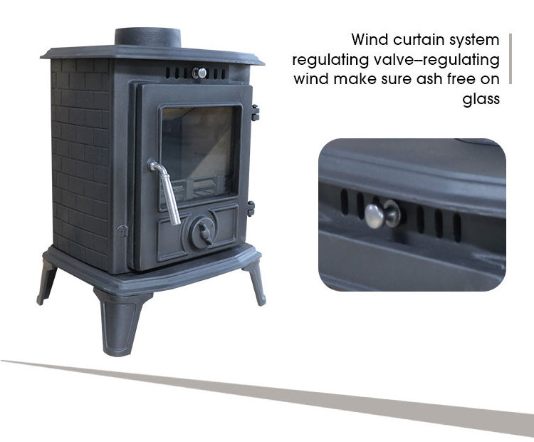 JA060 Double Doors Cast Iron Fireplace Stove With Oven Wood Burning Stove