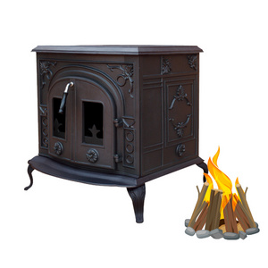 Antique Double-Door Functional Cast Iron Wood Burning Stoves For Sale