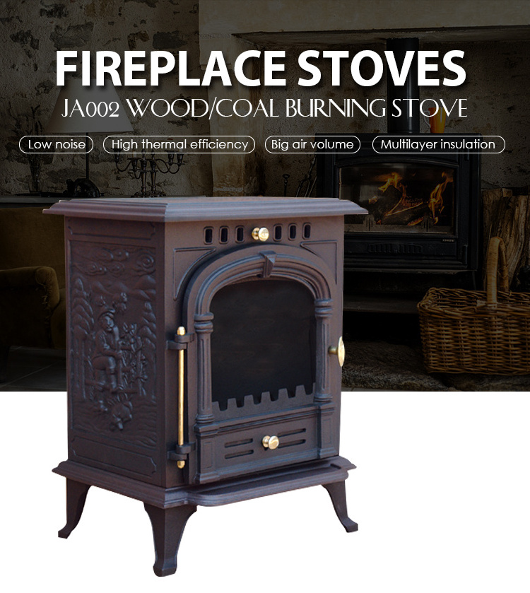 Factory Direct cast iron wood stove with double doors and glass