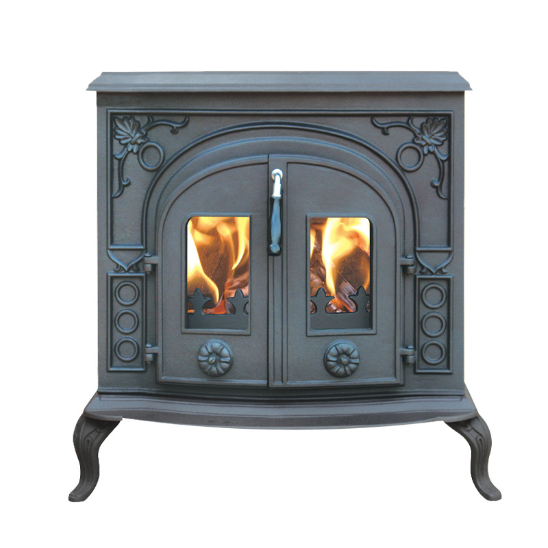 Antique Double-Door Functional Cast Iron Wood Burning Stoves For Sale