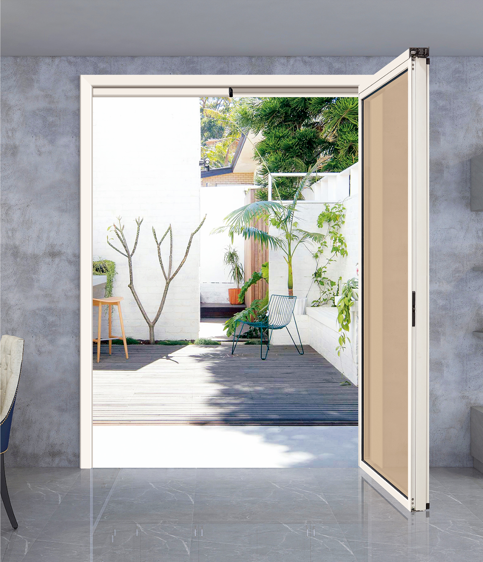 Four Panels Folding Swing Casement Glass Sliding Doors Aluminum Pt Door panoramic slide and turn foldable glass door