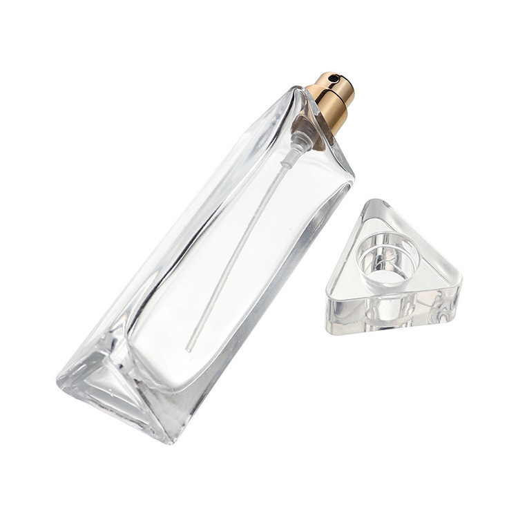 Factory Direct Vintage Triangle  Empty Perfume Bottle 30ML 50ML Custom Logo Screen Printing