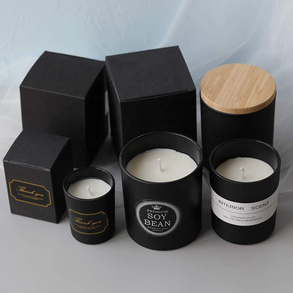 Mini Large 6oz 8oz 10oz 12oz 14oz 15oz Amber Black Frost Matte Clear Glossy Reusable Empty Glass Candle Jars