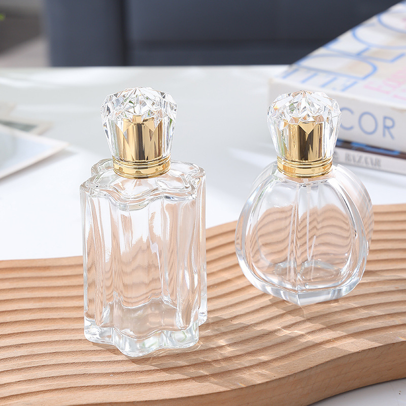 Fashion luxury Osmanthus peony pomegranate fragrance glass bottle perfume bottle with diamond shaped lid